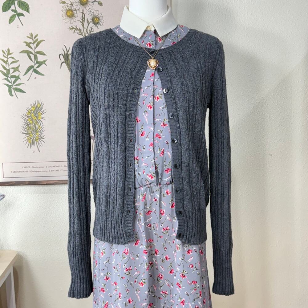 Cable Knit Cardigan Sweater Gloomy Coquette Morute Femme Dollette Academia XS